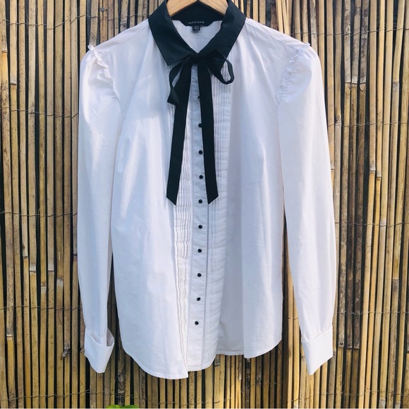 Portmans Tops - Portmans White Shirt w/ Black Details, Tie, French Cuffs & Cuff Links 12